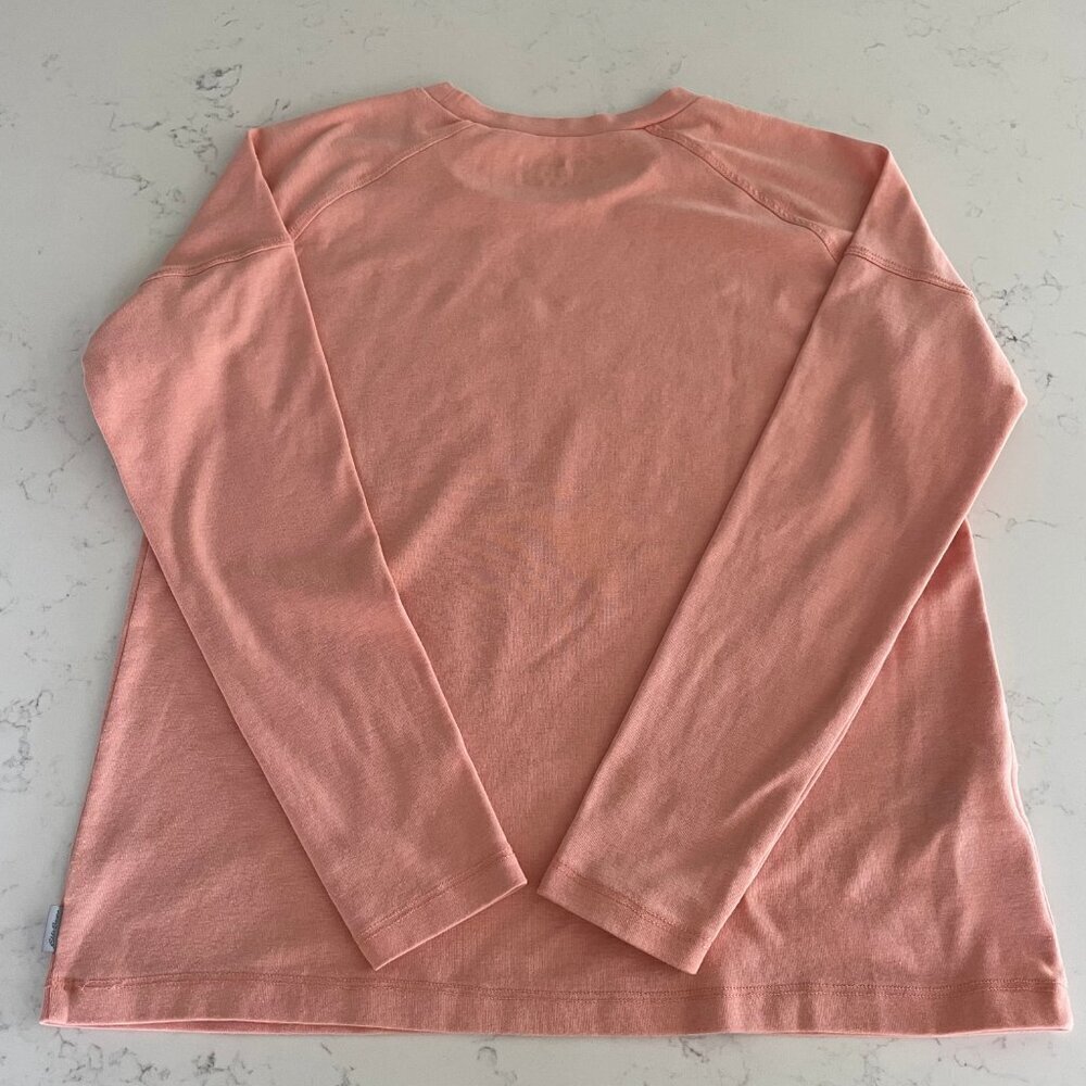 Eddie Bauer Casual Lg Sleeve Crew Neck Cotton Poly Drop Shoulder Top Peach Sz M - Picture 5 of 10